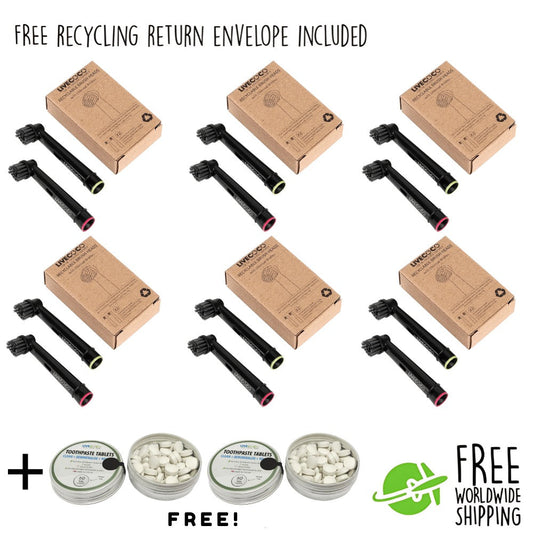 Recyclable Brush Heads-12 Heads + 120 Free Peppermint Toothpaste Tablets-0